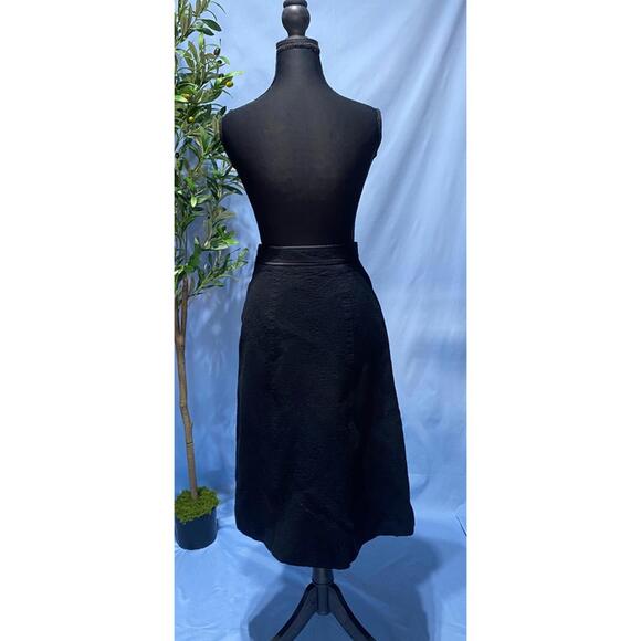 Louis Feraud Vintage A Line Designer Skirt Wool Black 1970's Excellent 38 (US 6) - Picture 2 of 7